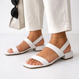 Made in Italy Comfort White Leather Slingback Sandals Sesto Meucci Size 8M